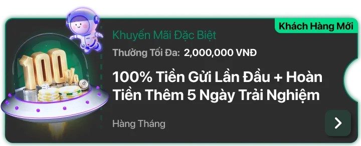 100% Tiền Gửi Lần Đầu + Hoàn Tiền Thêm 5 Ngày Trải Nghiệm